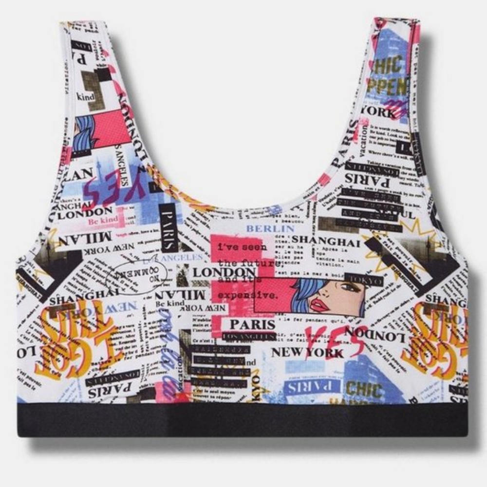 Torrid Unlined Newsprint Scoop Bralette / Sports Bra Plus Size 2 (2X)